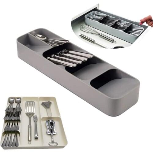 Kitchen regulator fork drawer storage box tray knife fork spoon divider plastic storage box for kitchen utensils tableware