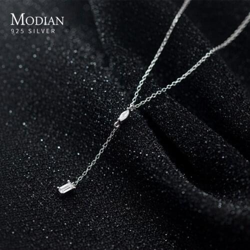 Modian Brands Design 925 Sterling Silver Water Drop Shape with Square Zircon Pendant for Women Geometric Pendant Fine Jewelry