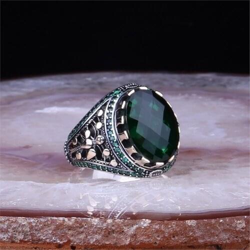 Facet Gemstone 925 Sterling 925 K Silver Men 'S Ring