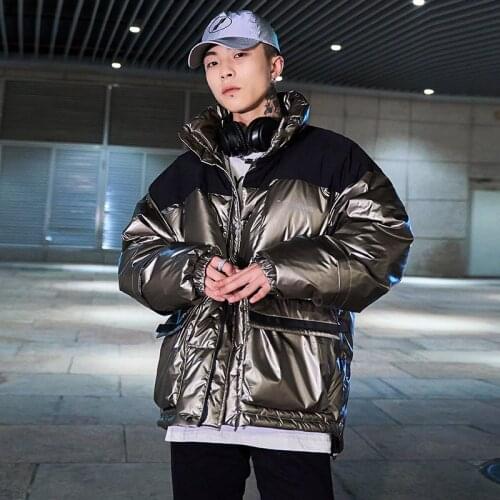 Mens down jacket trend handsome new thick collar winter coat men thermal wear Windproof outdoor winter coat