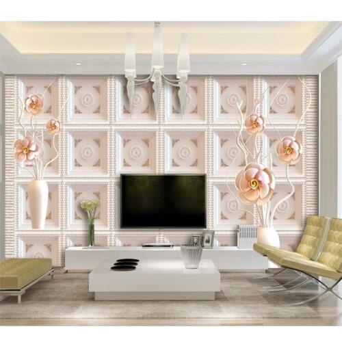 Mural papier peint wallpaper for walls 3 d Custom wallpaper Simple rose potted 3D TV background wall murals tapety