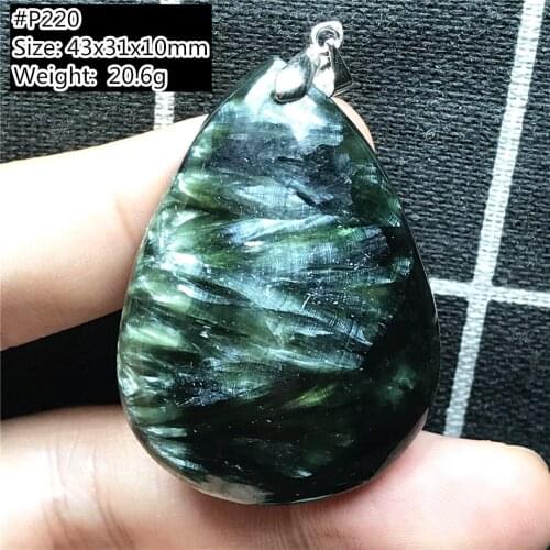 Natural Green Seraphinite Crystal Pendant Jewelry For Women Man Love Healing Luck Gift Water Drop Beads Silver Gemstone AAAAA