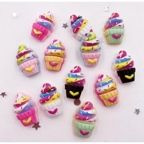 New 24pcs Colorful Lovely Cup Ice Cream Figurine Flatback Stone Applique DIY Wedding Scrapbook Craft Supplies SH02
