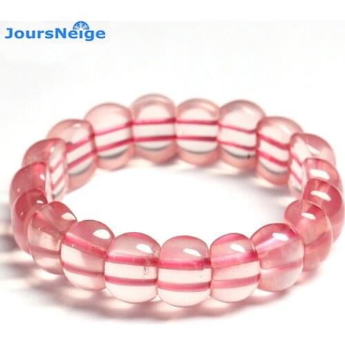 Wholesale Pink Natural Crystal Bracelets Hand String Lucky for Women Girl Beauty Single lap Hibiscus Stone Hand Row Jewelry