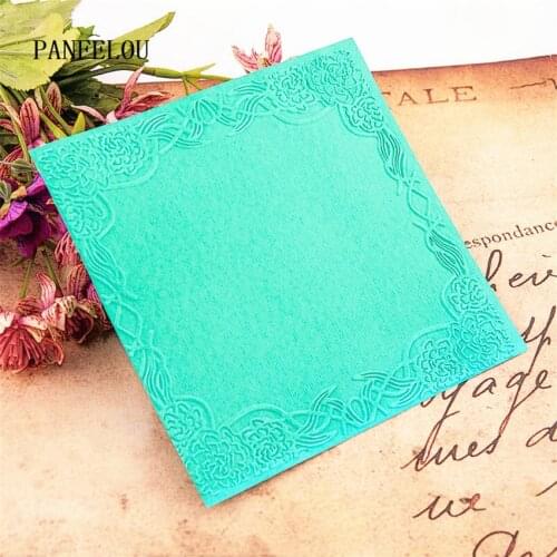 PANFELOU 15x15cm Leaves wreath Embossing folders Plastic For Scrapbooking DIY Template Fondant Cake Photo Album Card Making