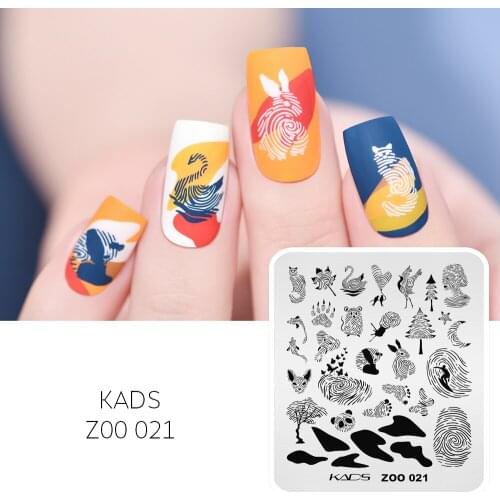Nail Art Stamping Plate Lines Pattern Design Fingerprint Animal Combination Nail Stamp Template Image Stencil Plate for Nail Art