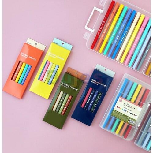 6pcs Romane Twinpen Four Seasons Color Double Headed Watercolor Pen,Marking Painting Notepad Color Pen Set,School Supplies
