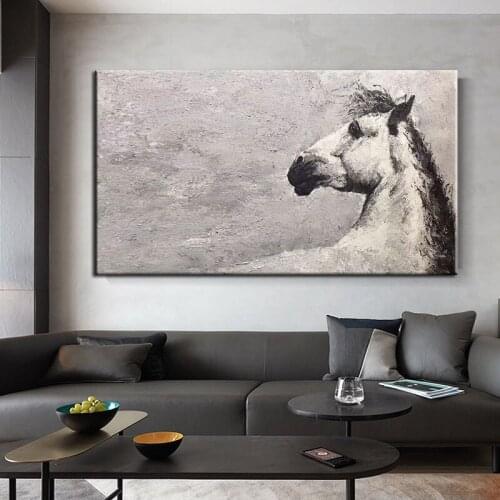 Hand Made Oil Painting On Canvas Retro Horse Abstract Oil Painting Modern Canvas Wall Art Living Room Decor Pictures No Framed