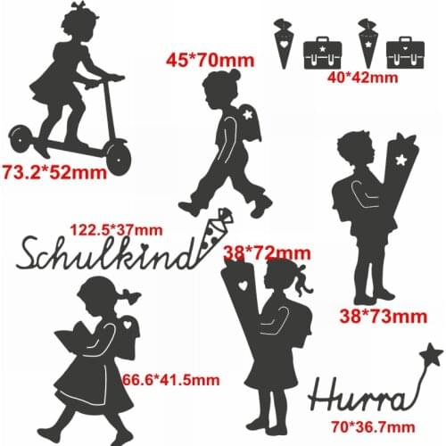 School Kids Schulkind Hurra Metal Cutting Dies Adorable Kids&Word Die Cuts For Card Making DIY New 2019 Embossed Crafts Cards
