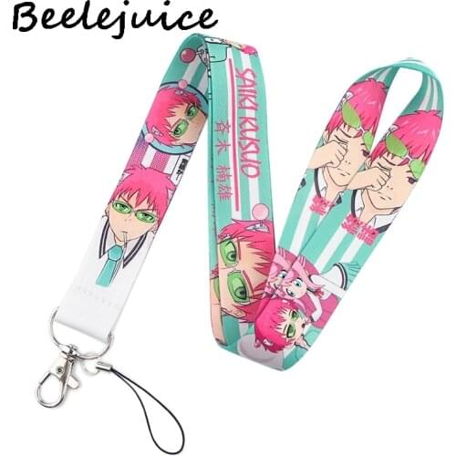 24pcs Saiki Kusuo Pink Lanyard for Keys Phone Cool Neck Strap Lanyard Camera Whistle ID Badge webbings ribbons Gifts Decorations