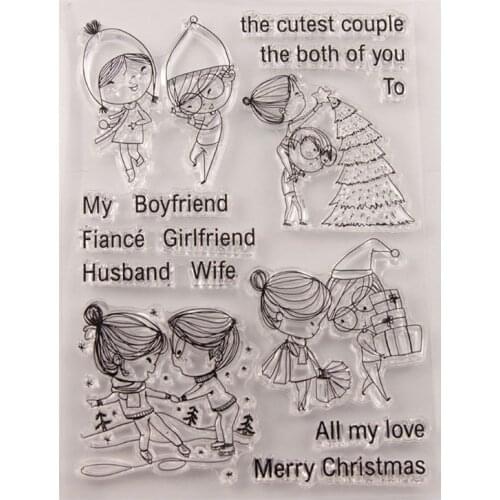 Girl Boy Seal Stamp with Cutting Dies Stencil Set DIY Scrapbooking Embossing Photo Album Decorative Paper Card Craft Art