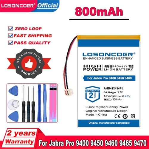 Top Brand 100% New 800mAh Battery 14192-00, AHB412434PJ For Jabra Pro 9400, 9450, 9460, 9465, 9470