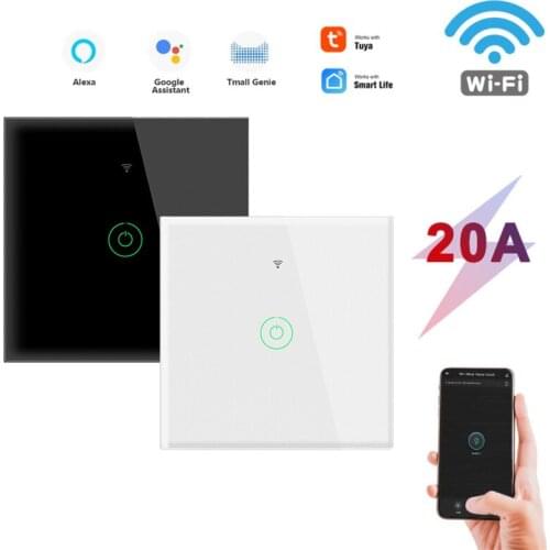 Tuya 20A Smart Wifi Touch Wall Switch Light Water Heater Refrigerator Oven Switch APP Remote Control Work With Google Home Alexa