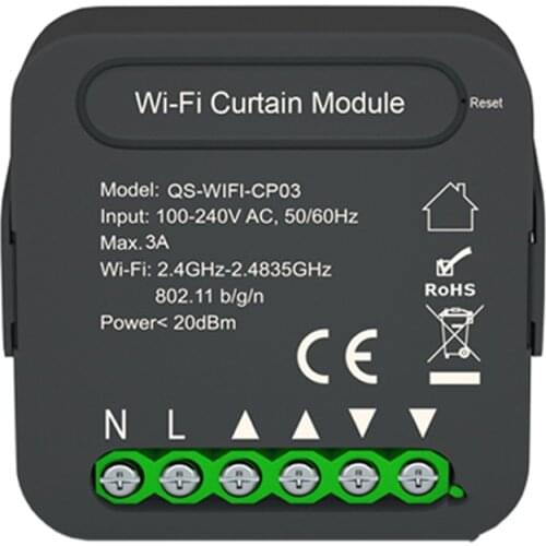 QS-WIFI-CP03 WiFi Intelligent Curtain Tuya Swtich Module Home APP Remotes Control Compatible with Alexa Home Voice Control