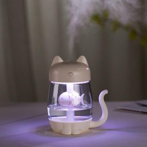 Dorm Room Essentials 3 In 1 Humidifier Cute Cat LED Humidifier Air Fan Diffuser Purifier Atomizer difusor de aroma