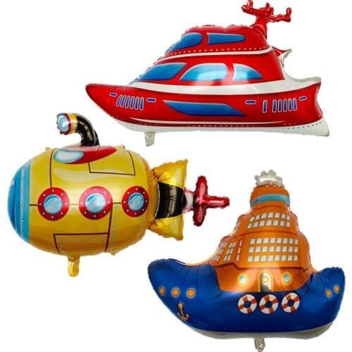 1PC large ship series submarine yacht cruise balloon foil balloons birthday party decorations kids toys baby shower globos