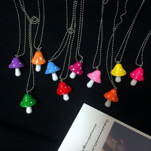 Mushroom Pendants Necklaces Women Fashion Cartoon Colorful Simple Cute Charm Necklaces Resin Jewelry For Female Girlfriend Gift2