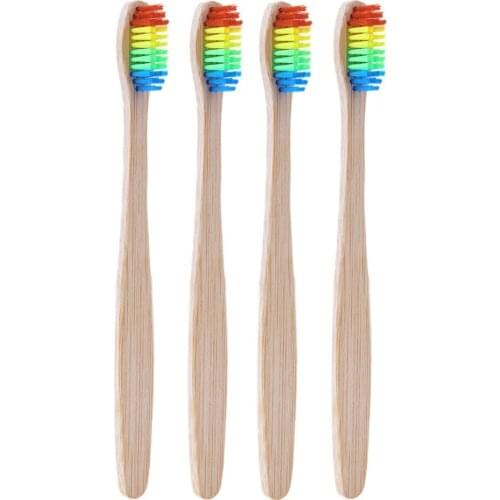 1/2/3/4/PCS Natural Bamboo Handle Toothbrush Rainbow Colorful Whitening Soft Bristles Bamboo Toothbrush Eco-friendly Oral Care