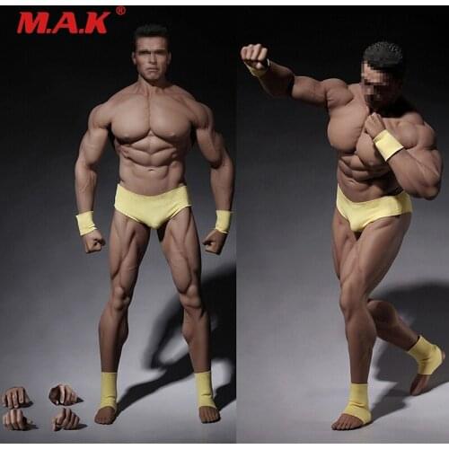 1:6 scale male man super-flexible strong muscular seamless bodybuilding figure body toy model suntan color strong chest muscle