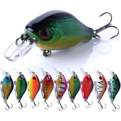 1pcs 5.5cm 8.5g Hard Plastic Crank Baits 3D Fish Eye Crankbait Fishing Lures with Treble Hooks Bass Fishing Tackle