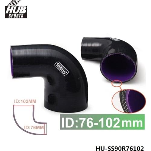 3"-4" 76mm-102mm Silicone reducer Hose Coupler Piping 90 Degree 4-Ply Black For SCION XB XA BB 1NZ-FE/2NZ-FE HU-SS90R76102