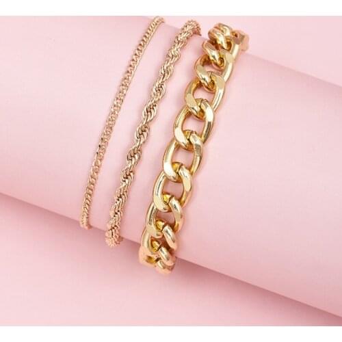 3 Pcs/set Creative Personalized Metal Chain Anklet 2021 Summer Beach Foot Jewelry Trendy Anklets for Women