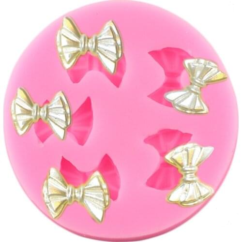 3D Mini Bow Silicone Molds Baby Birthday Cupcake Topper Fondant Cake Decorating Tools Candy Clay Chocolate Gumpaste Moulds