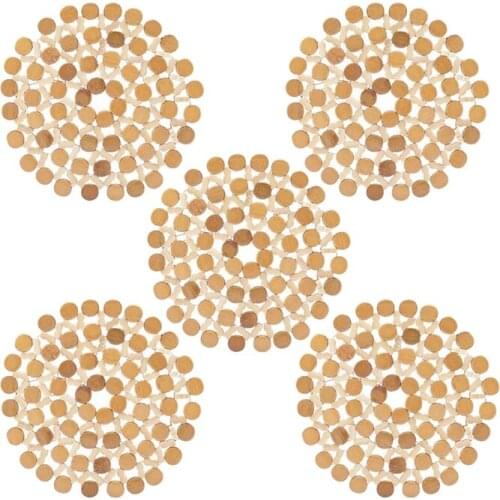 5 Pcs Bamboo Trivets for Hot Dishes-8.4inch Kitchen Hot Pads,Trivet Mat Set Multipurpose Pot Holders,Kitchen Table Mats