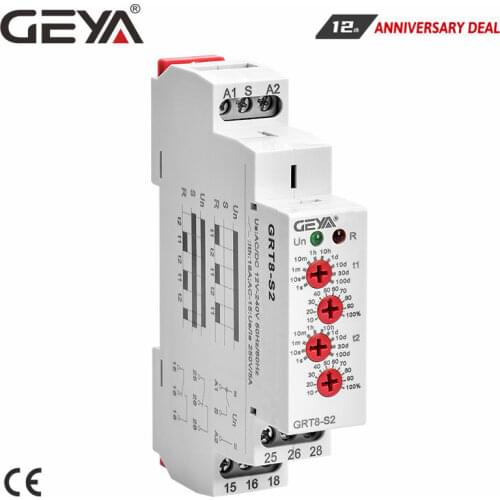 GEYA Asymmetric Cycler Time Relay AC230V OR AC/DC12V-240V Repeat Cycle Timer Relay 0.1s-100days