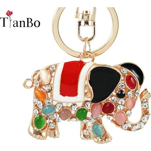 Crystal 3D Mascot Elephants Keychains Women Gift Charm Metal Jewelry Car Key Chain Ring Holder Chaveiro Keyring Llavero