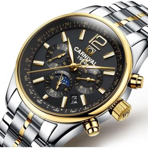 CARNIVAL Watch Men Top Brand Automatic Mechanical Watches Fashion Luxury Watch Waterproof Luminous Steel Sport Casual Wristwatch