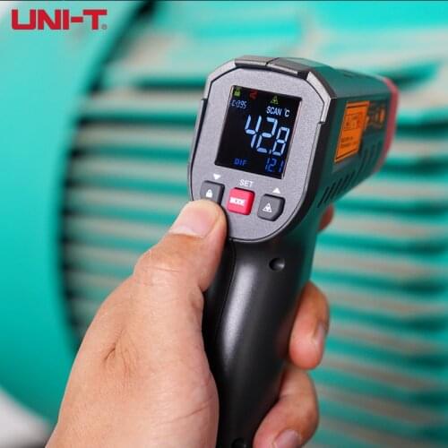 Digital Infrared Thermometer Non-Contact Pyrometer Industrial Outdoor Ring Laser Pyrometer IR Thermometer EBTN Color Screen
