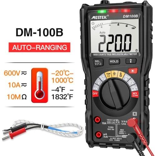 DM100B Digital Multimeter True RMS NCV Current AC DC Voltmeter 10A Capacitance Resistance Tester Multimeter Auto Range Meter