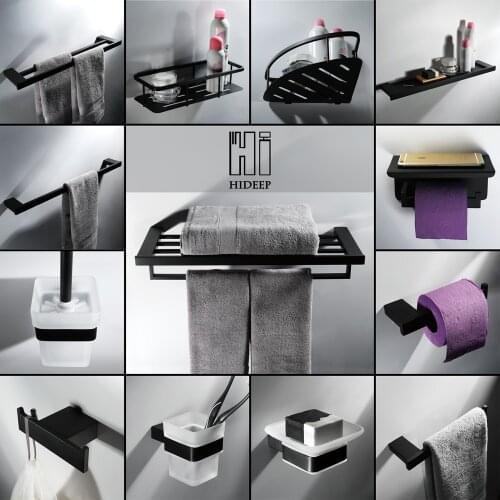 HIDEEP Bathroom Accessories Stainless Steel Towel Bar Toilet Paper Holder Toilet Brush Shelf Kit Storage Rack Bath Towel Ring