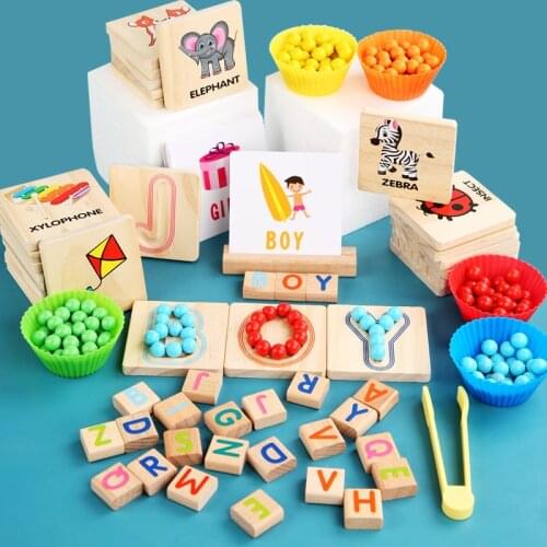 Kids Fine Motor Training Toys Montessori Game Children Educational Learning Toys Letters Math Counting Beads Animal Words Set