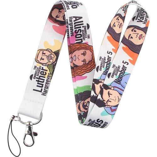 ER132 TV Show Umbrella Academy Figure Lanyards Id Badge Holder Keychain ID Card Pass Gym Mobile Badge Holder Lanyard Key Holder