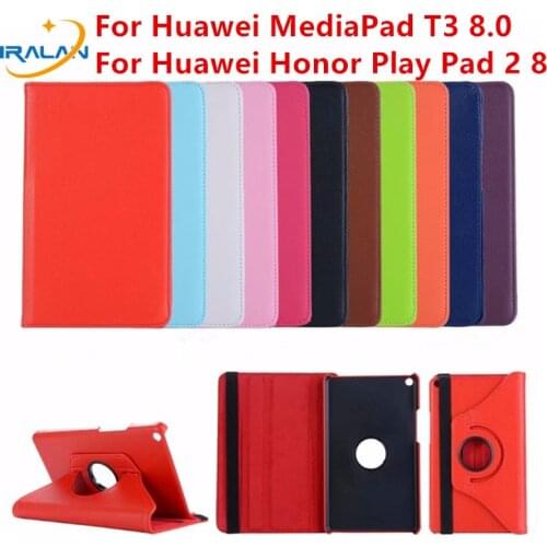 Hot Hot 360 Rotating PU leather Case For Huawei MediaPad T3 8.0 KOB-L09 KOB-W09 Tablet Stand Cover for Honor Play Pad 2 8 case