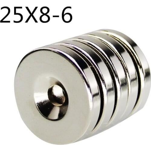 50pcs 25*8-6mm Round Countersunk Ring Magnet 25mm x 8mm Hole 6mm Rare Earth Neodymium Magnet 25*8-6