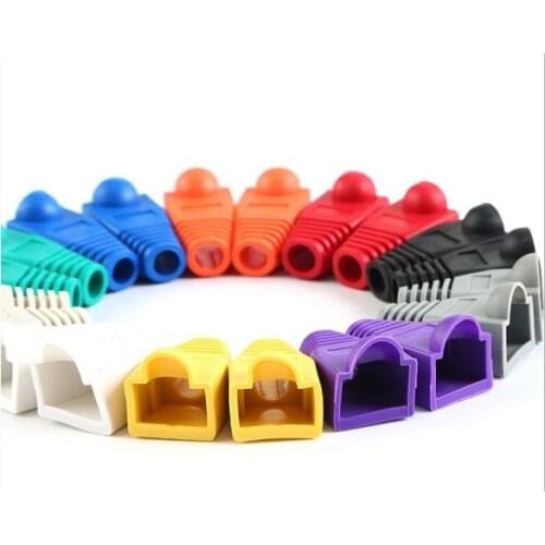 Cap Socket Boots Cap Head 100pc RJ-45 Adapter Cap for Plugs RJ45 Cat5 CAT6 Cover 0.6mm Ethernet Network Cable Connector Plugs