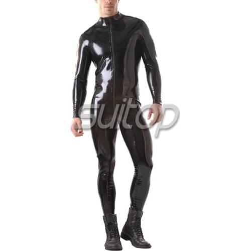 Latex fetish handmade catsuit blue color for man
