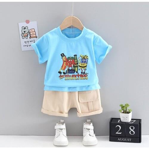 Summer Clothing for Boys Casual Kids Clothing Sets Cartoon Print Children Clothing O-neck Family Clothes Sets Baby Boys Clothes