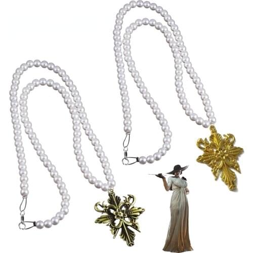 Hot Selling Vintage Game Related Vampire Madam Alcina Dimitriscu Necklaces Pendant Necklaces Pearl Necklace Cosplay