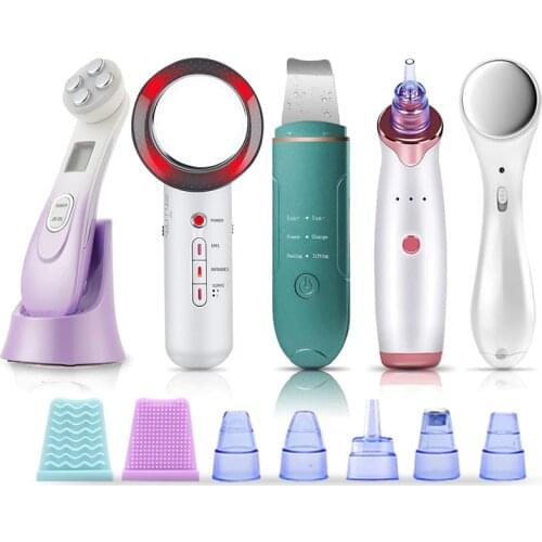 Skin Scrubber Face Massager EMS Mesotherapy RF Radio Frequency Facial Beauty Blackhead Remover Ultrasoic Infrared