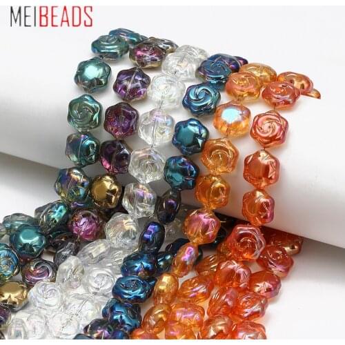 MEIBEADS 20pcs/lot 15*15mm Colorful Rose Flower Shape Beads For DIY Making Accessories Bracelet Jewelry Crystal Findings EY6070