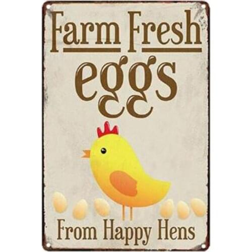 Farm Fresh Eggs Metal Tin Sign Plate Chicken Egg Shabby Chic Metal Poster Wall Decor