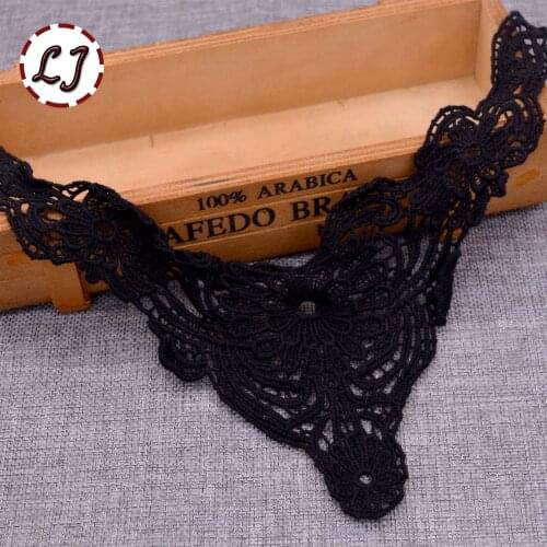 Fashion black Fabric Flower Venise Lace Sewing Applique DIY Craft U-soluble lace collar Ladies clothing decoration accessories