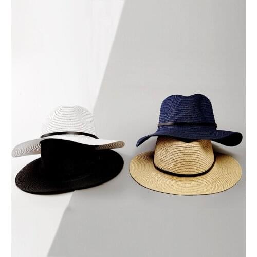 Hot Fashion Zomer Casual Unisex Beach Trilby Grote Rand Jazz Zonnehoed Panama Hoed Papier Stro Vrouwen Mannen Cap