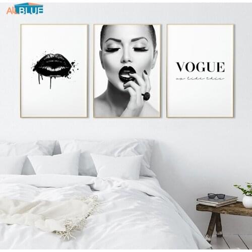 Black Lips Fashion Girl Canvas Posters and Prints Modern Wall Art Painting Decoration Picture for Living Room Home Decor