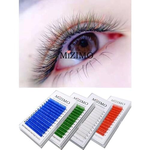 Mizimo new color grafting eyelash 0.07/0.1 8-15mm red blue green white personalized eyelash extension