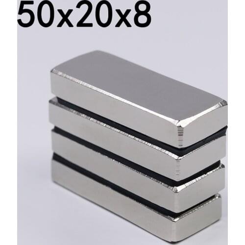 1/2/5Pcs 50x20x8 Neodymium Magnet 50mm x 20mm x 8mm N35 NdFeB Block Super Powerful Strong Permanent Magnetic imanes
